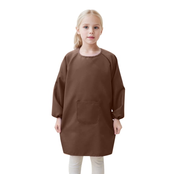 Big Kid Kid Art Smock Apron With Pocket For Children Artist Painting Aprons Smocks With Long Sleeve Girl Shirt Size 6t Girl Clothes 18-24 Months Ling Sleeve Shirt Girls Easter 8-12 Years Brown