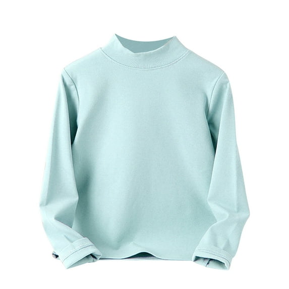 Big Kid Kids Baby Boys Girls Shirts High Collar Soft T Shirt Unisex Long Sleeve Tee Tops Crop Tops for Girls Juniors Big off Shoulder Top X Girl Young Tunic Kid High 9-10 Years Blue