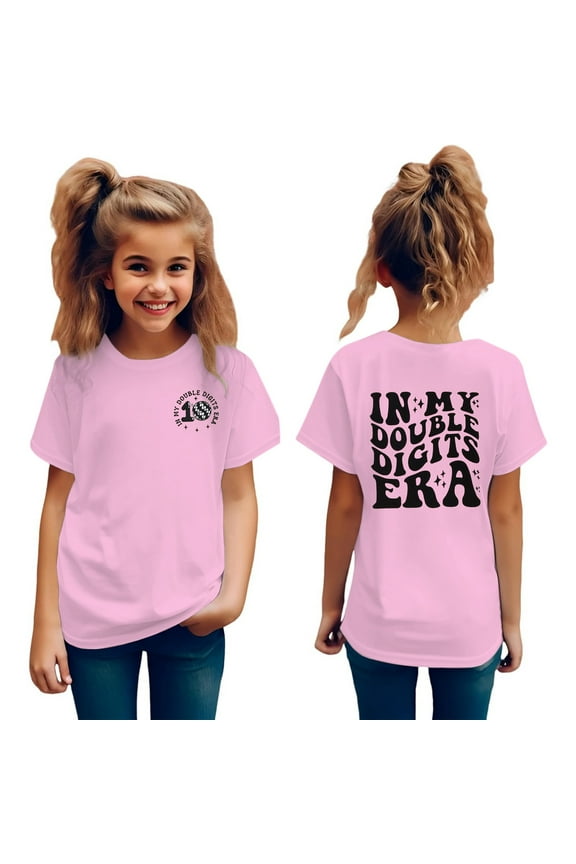 Big Kid Kids In My Double Digits Birthday Girl Shirt 10 Year Old 10th Birthday Girls T Shirt Girls Ten Party Tee Tops Big Clothes 2t Tees Winter Tops Size 12 off 9-10 Years Pink