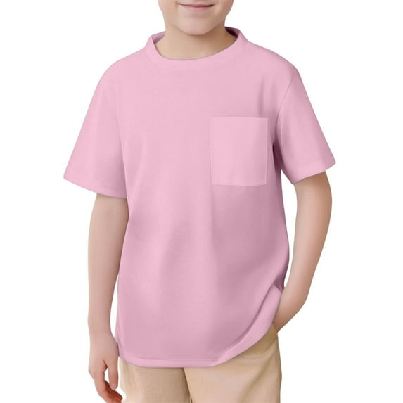 Big Kid Kids Mesh T Shirts Short Sleeve Plain Top Tees Boy & Girl Baby Unisex Toddler Children Crew Neck T Shirt With Pocket Boys Fall Shirts 4t Toddler Boy Top 2t 4t Long Sleeve 13-14 Years Pink