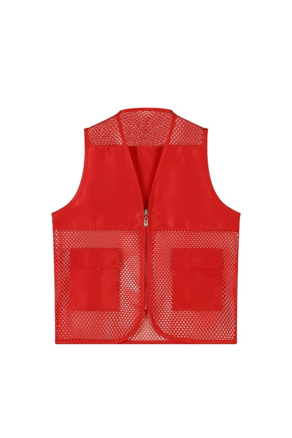 Big Kid Kids Unisex Mesh Breathable Fishing Vest Pockets Photography Travel Hiking Waist Coat Jacket For Adults And Youth Toddler Boy Solid Color Shirt Boys Size Long Sleeve 13-14 Years Red