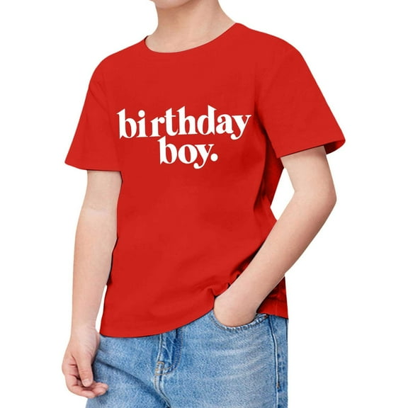 Big Kid Shirts For Teen Kids Boy Child Short Sleeve Happy Brithday Prints T Shirt Trendy Boy Fans Present Tops Apparel Toddler Top Boys Boys Active Top Athletic Set Youth Athletic 8-9 Years Red