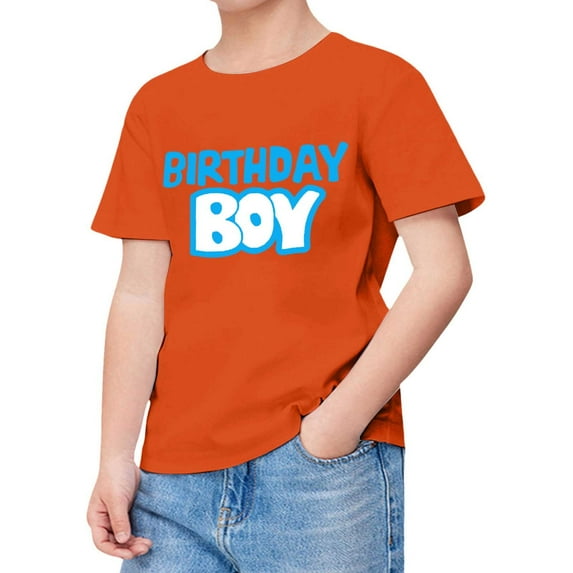 Big Kid Shirts For Teen Kids Boy Child Short Sleeve Happy Brithday Prints T Shirt Trendy Boy Fans Present Tops Sleeveless Shirt Boys Brace Undershirt Boys Surf T Shirts Polyester 8-9 Years Orange