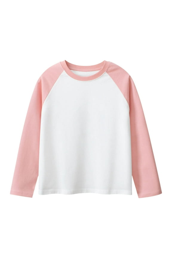 Big Kid Spring And Autumn Children's Long Sleeve T Shirt Men's And Women's Round Neck Sleeved Solid Color Long Sleeve Things for Teenage Boys Boys Tees Size 6 Muscle Shirt 5t 13-15 Years Pink