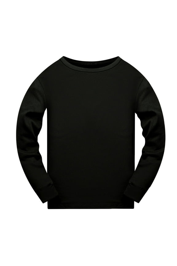 Big Kid Toddler Boys Girls Long Sleeve Solid Prints Nightwear T Shirt Tops Girls Shirt Size 16 Big Sister Long Sleeve Toddler Softball Tennis Clothes for Winter Tops for 9-10 Years Black