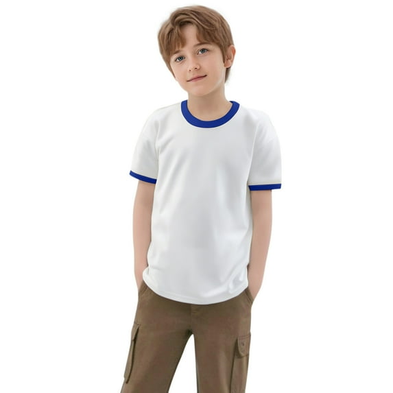 Big Kid Toddler Kids Baby Boys Girls Color Block Short Sleeve Crewneck T Shirts Tops Tee Clothes For Children Happy 7 Birthday Dinosaur Top Kids Books for Boys M N High Top Cleats 8-9 Years Blue