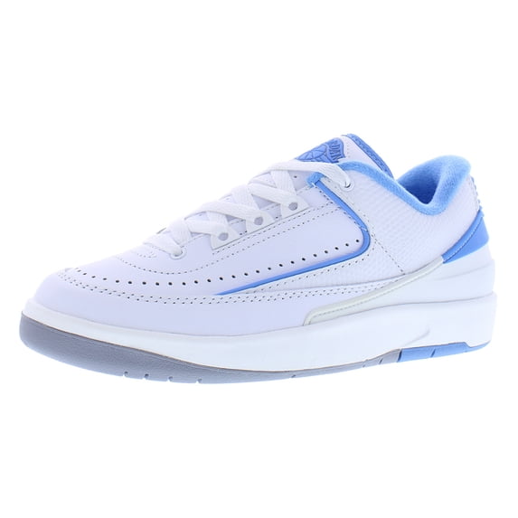 Nike Air Jordan 2 Retro Low Leather GS Boys Shoes Size 4, Color: White/University Blue