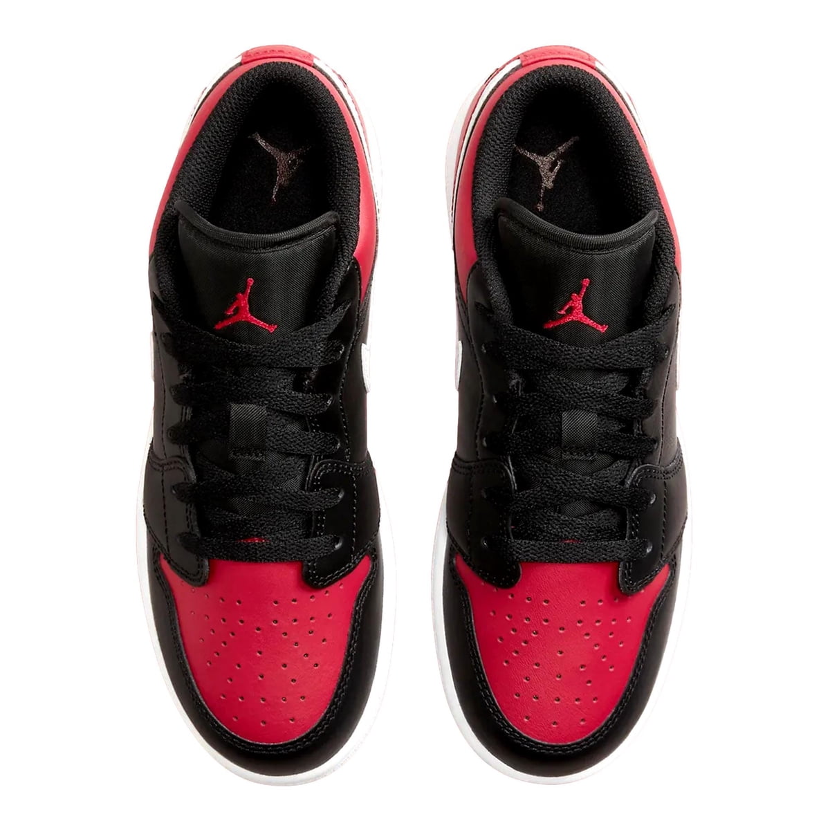 Jordan 1 Low Big Kid's Shoes Black/Gym Red-White (553560 066) - Size 6Y