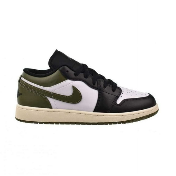 Big Kid's Jordan 1 Low Black/White-Medium Olive (553560 092) - 5
