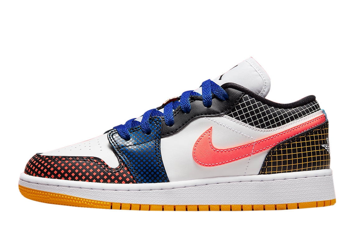 Big Kid s Jordan 1 Low MMD BG White Bright Mango Black DH7547 100 4.5 Walmart