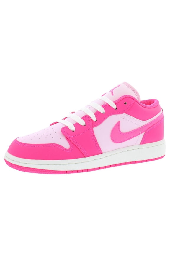 Air Jordan 1 Low Leather GS Girls Shoes Size 6.5, Color: Pink Foam/Hyper Pink
