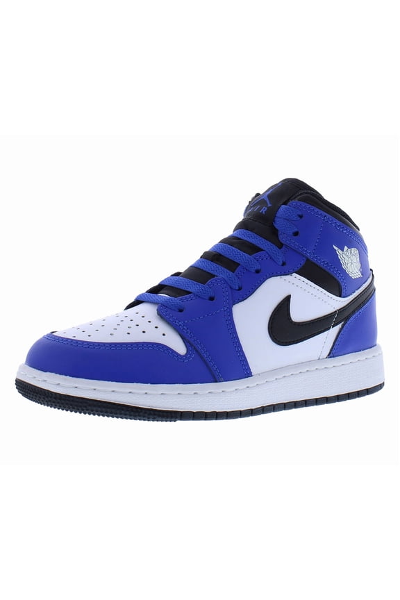 Air Jordan 1 Mid GS Boys Shoes Size 5, Color: Game Royal/Black/White