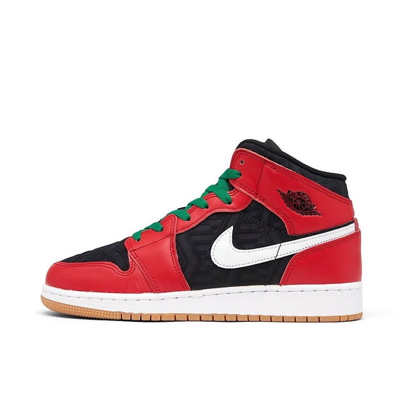 Big Kid's Jordan 1 Mid SE Black/Fire Red-White-Malachite (DQ8418 006) - 6.5