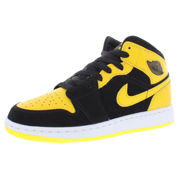Nike Air Jordan 1 Mid SE GS Boys Shoes Size 6, Color: Black/Varsity Maize/White