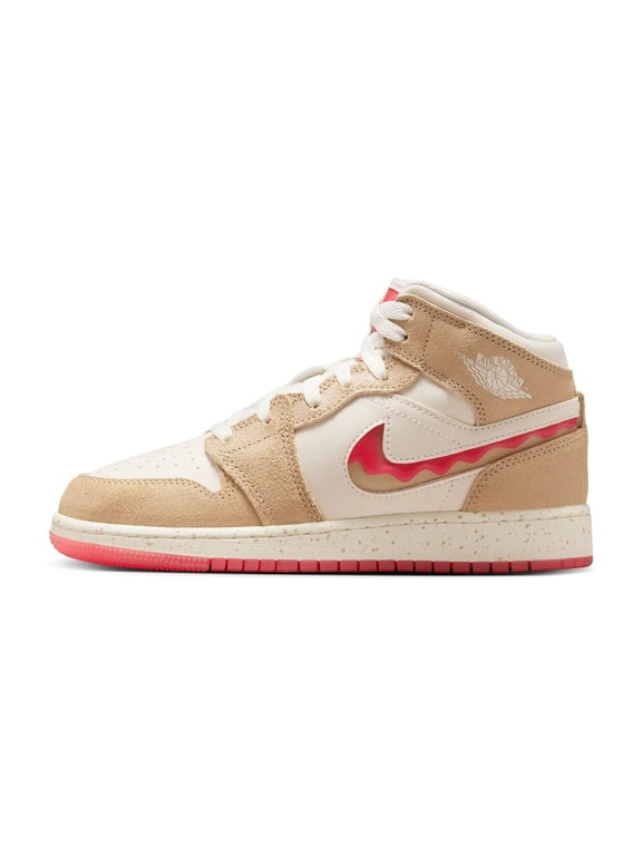 Big Kid's Jordan 1 Mid SE Desert/Fusion Red-Pale Ivory (HJ5958 206) - 5.5