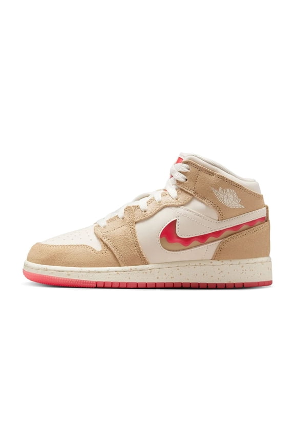 Big Kid's Jordan 1 Mid SE Desert/Fusion Red-Pale Ivory (HJ5958 206) - 6