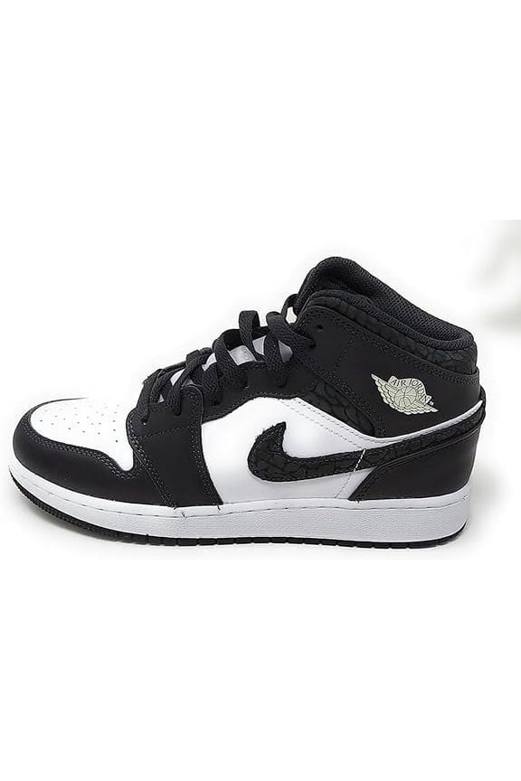 Big Kid's Jordan 1 Mid SE "Panda Elephant" Off Noir/Blk-Wht-Blk (FB9909 001) - 4.5