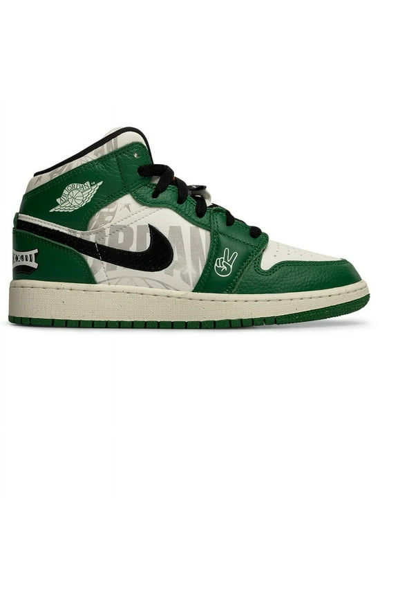 Big Kid's Jordan 1 Mid SE Pine Green/Sail-Black (HF3200 300) - 6