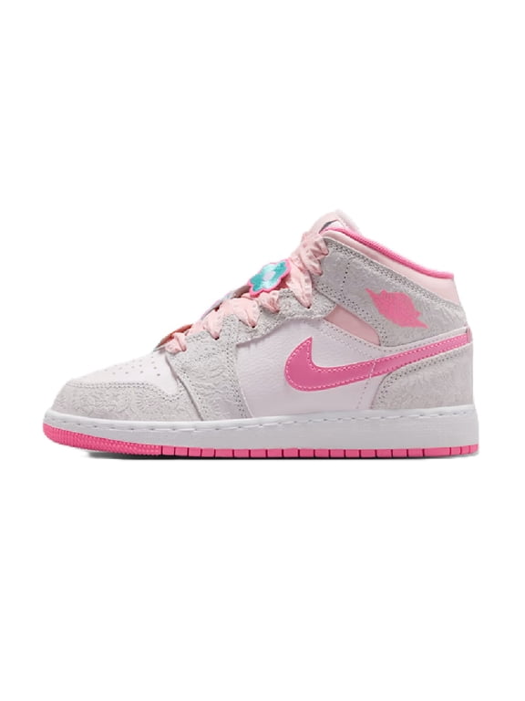 Big Kid's Jordan 1 Mid SE "Spring Flowers" Vt Gr/Pk Glw-Sail (II0592 001) - 7