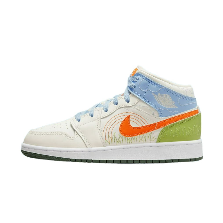 Big Kid s Jordan 1 Mid SE Stitch Sail Safety Orange DX2462 100 5.5 Walmart