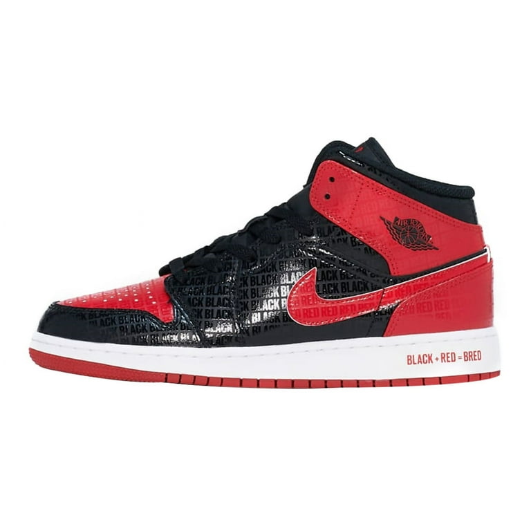 Jordan 1 mid gym red/black/white grade top school boys' shoe