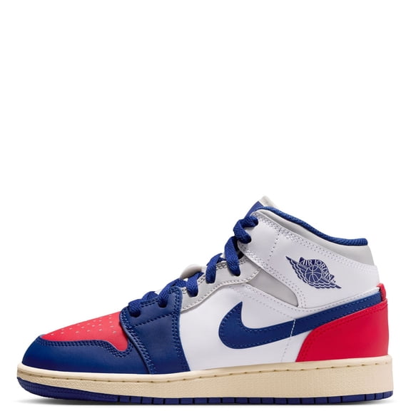 Jordan 1 Mid Rare Air (GS) (White/University Red/Neutral Grey/Deep Royal Blue) - Size 6.5