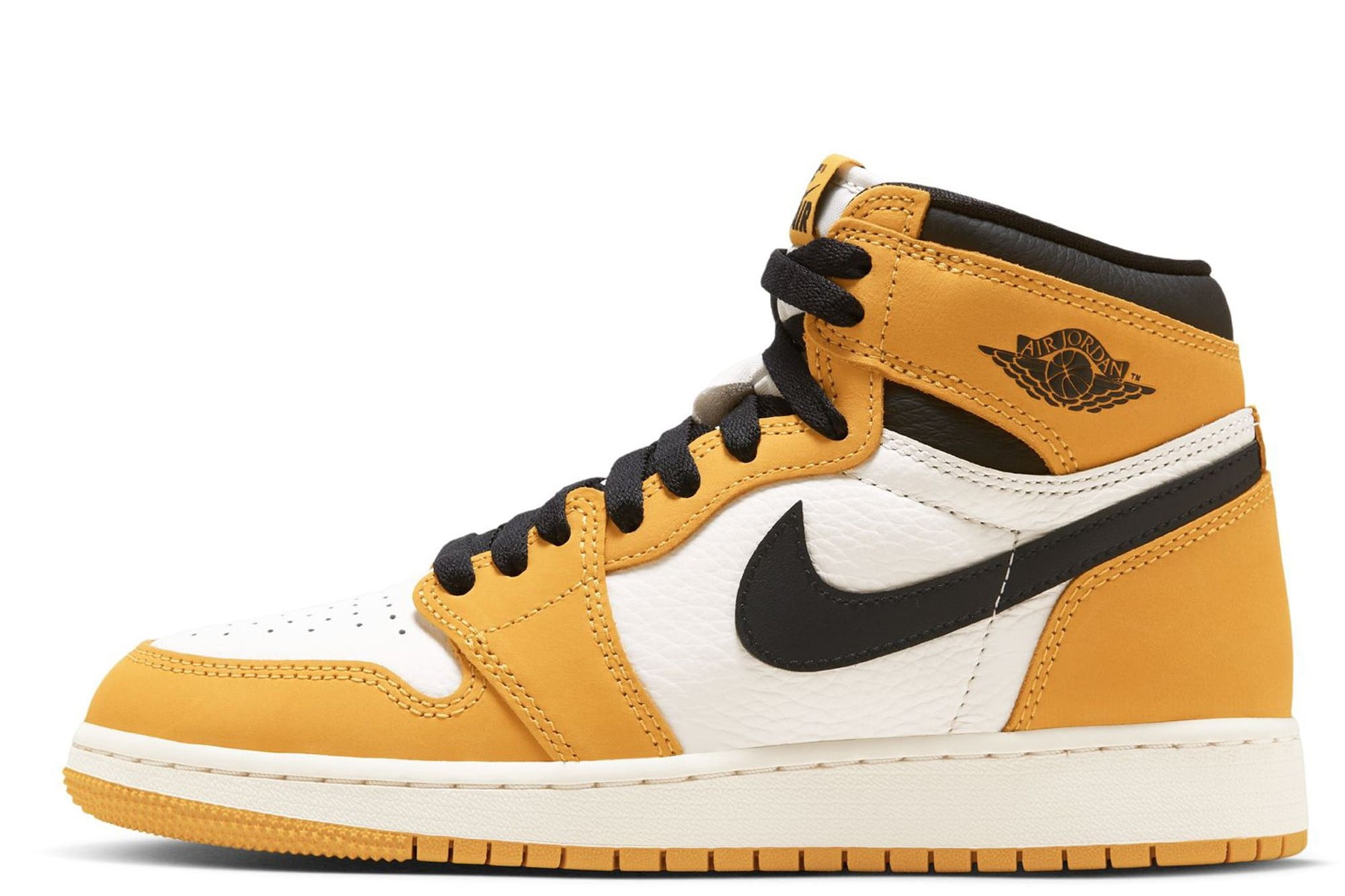 FD1437 701 Grade School Air Jordan Retro 1 High OG Yellow Ochre Walmart