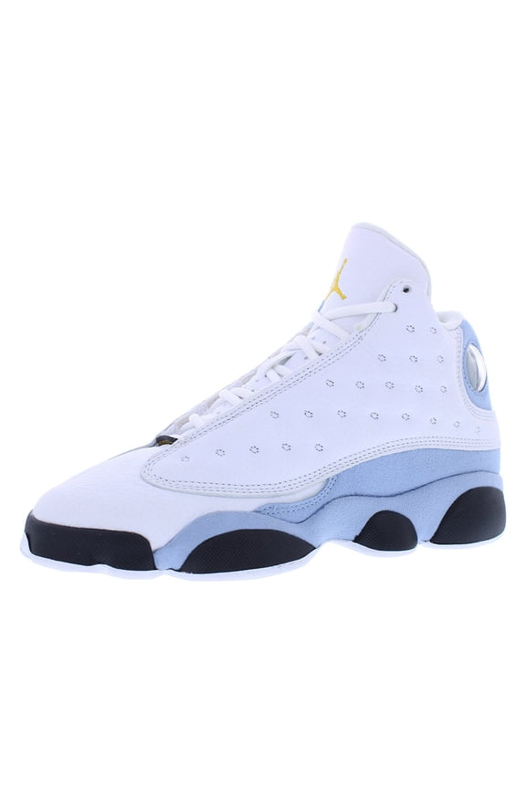Air Jordan 13 Retro GS Boys Shoes Size 4.5, Color: White/Yellow Ochre/Blue Grey