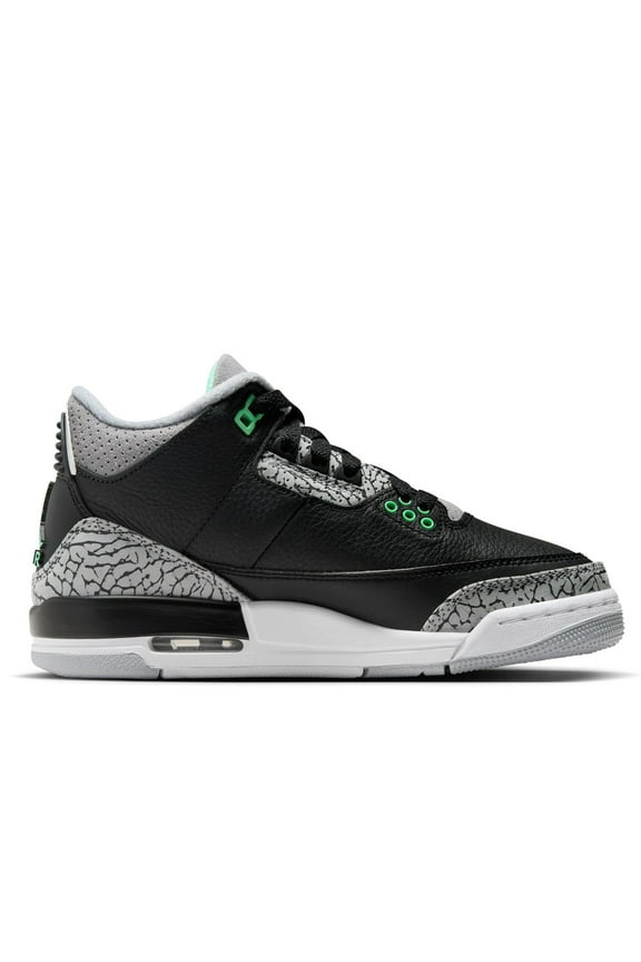 Big Kid's Jordan 3 Retro Black/Green Glow-Wolf Grey (DM0967 031) - 4