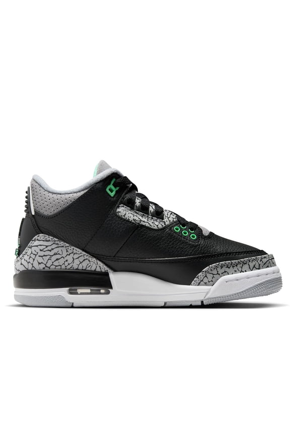 Big Kid's Jordan 3 Retro Black/Green Glow-Wolf Grey (DM0967 031) - 5