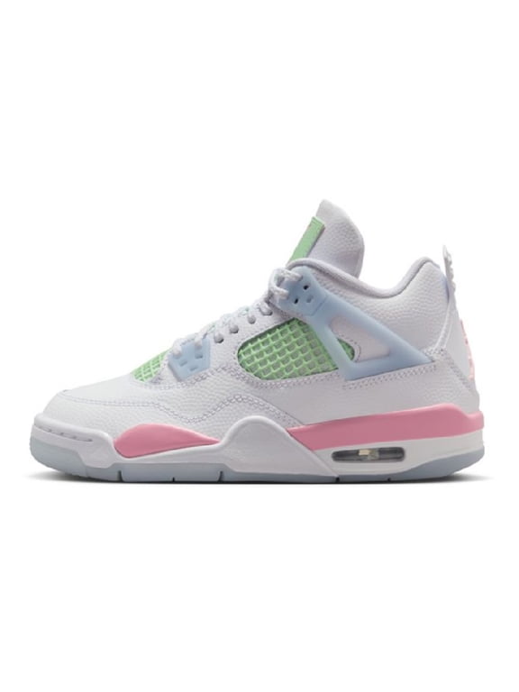 Big Kid's Jordan 4 Retro "V-Day" White/Md Sft Pnk-Half Blue (IB7068 100) - 6.5
