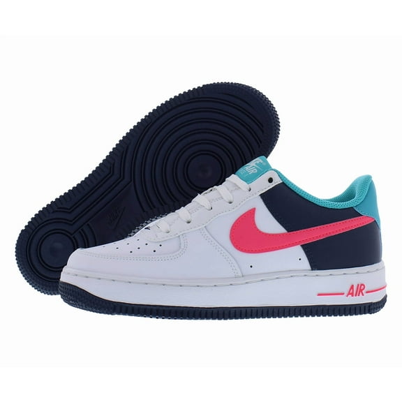 Nike Air Force 1 BG GS Boys Shoes Size 5, Color: White/Racer Pink/Thunder Blue