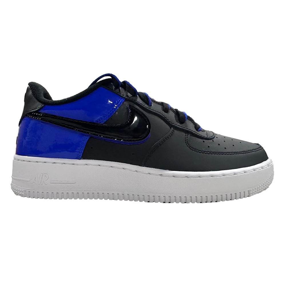 black nike with blue swoosh
