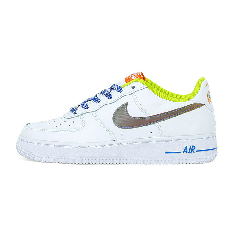  Nike Big Kid's Air Force 1 LV8 White/Multi-Color-Medium Blue  (DQ7767 100) | Basketball