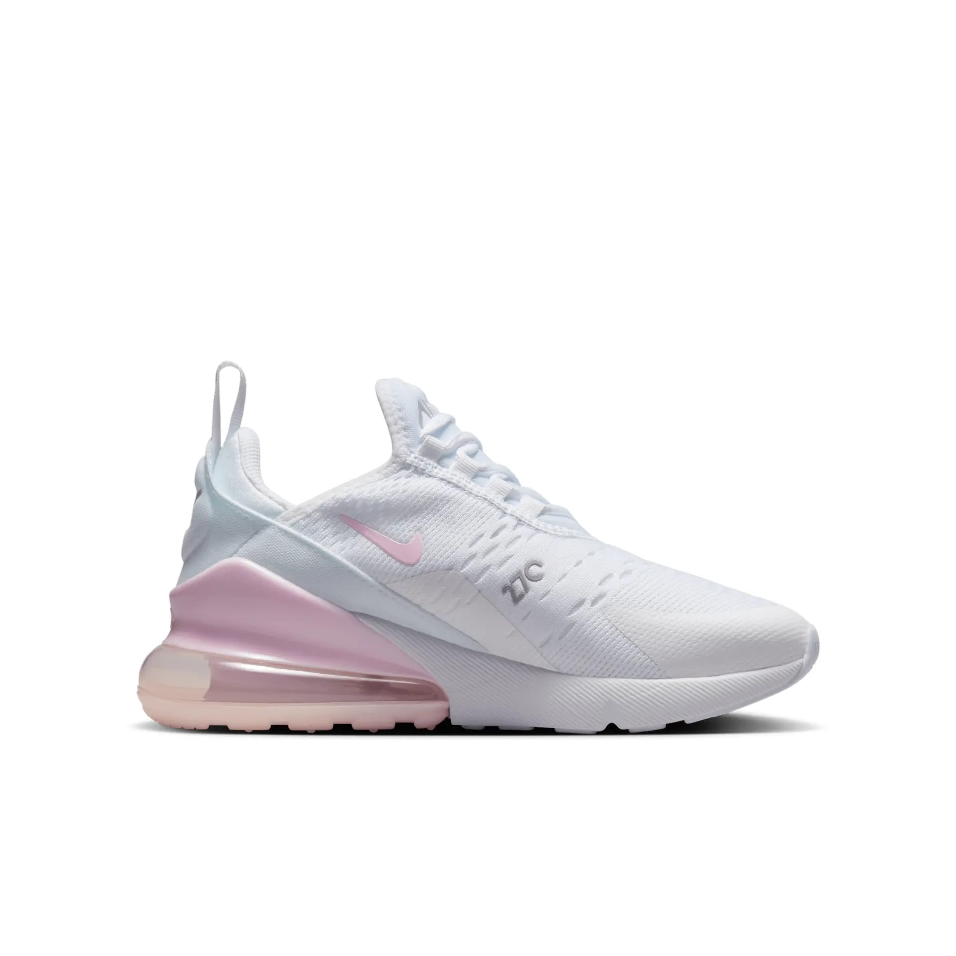 Big Kid's Nike Air Max 270 White/Pink Foam-Lt Smoke Grey