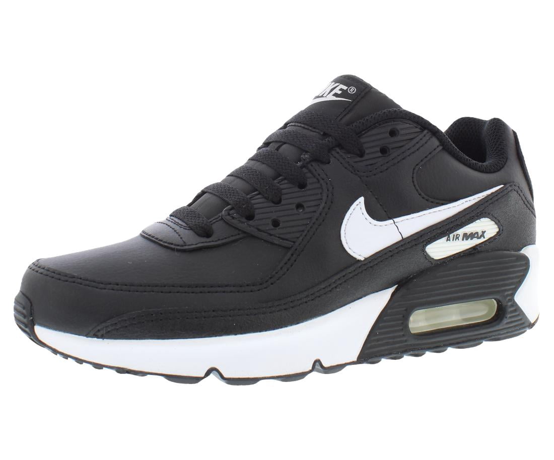 Nike Air Max 90 Leather GS Boys Shoes Size 6.5, Color: Black/White/Black