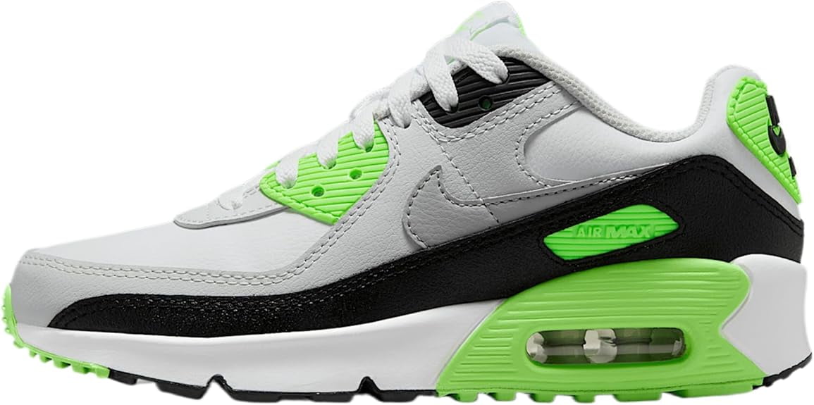 Big Kid's Nike Air Max 90 LTR White/Lt Smoke Grey (CD6864 130
