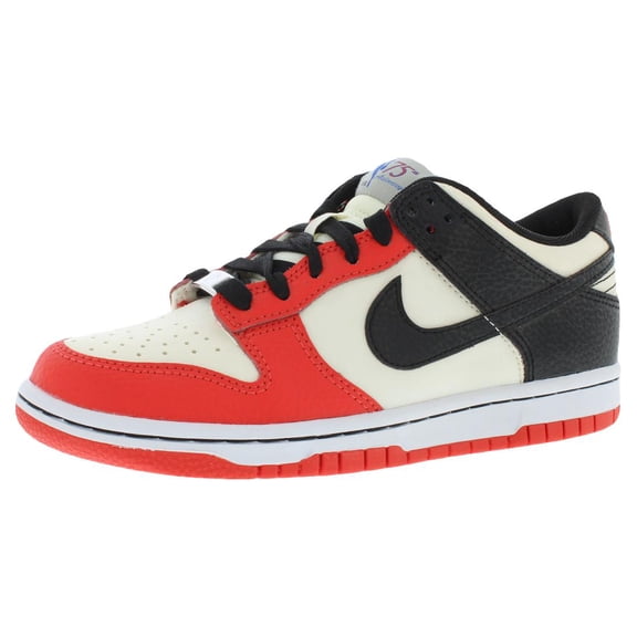 Nike Dunk Low Leather GS Boys Shoes Size 4, Color: Sail/Black/Black/Chile Red