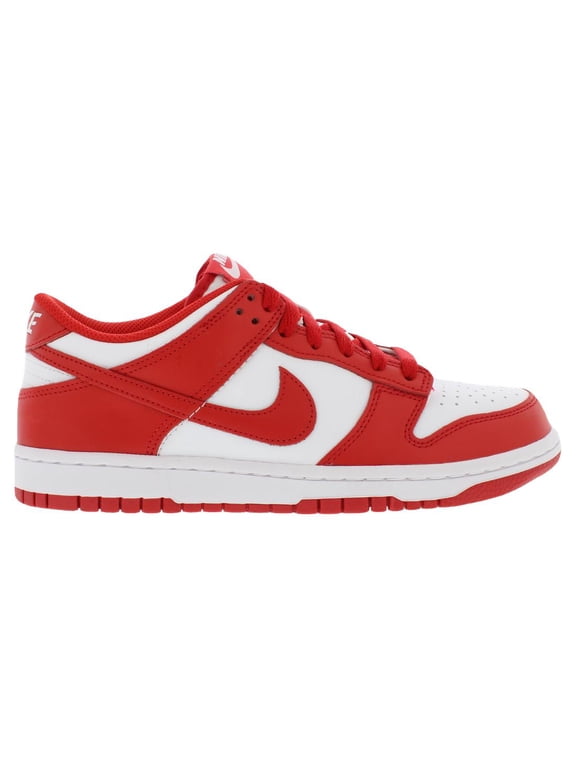 Dunk Low Leather GS Boys Shoes Size 7, Color: White/University Red
