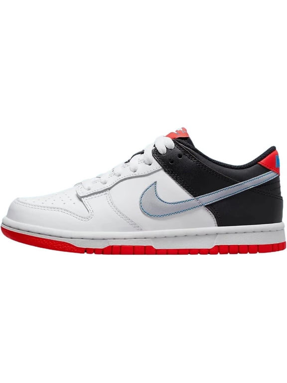 Big Kid's Nike Dunk Low White/Wolf Grey-Lt Crimson (DH9765 103) - 4.5