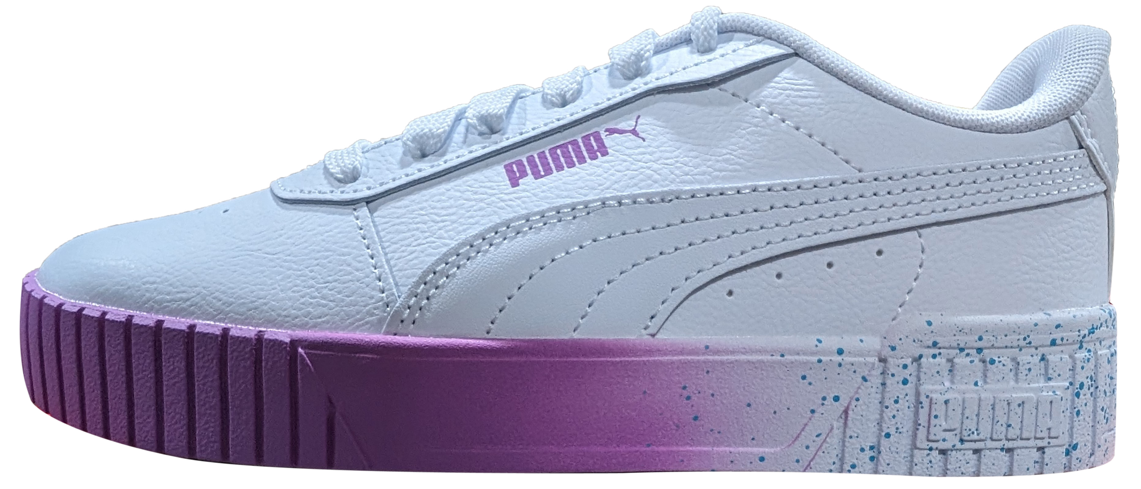Big Kid's Puma Carina 2.0 Fade Speckle White-White-Muave Pop (394571 01) - 6