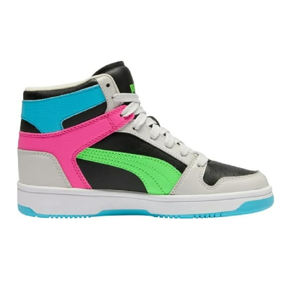 Big Kid's Puma Rebound Layup RCL JR Pblack-Fgreenpes-Feathergray (403061 01) - 6.5