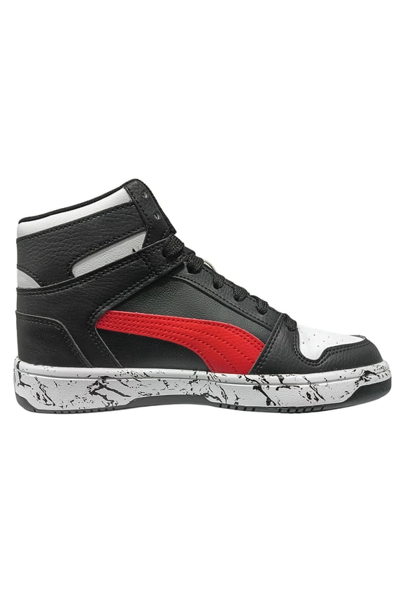Big Kid's Puma Rebound Layup RCL Marble JR Black-Red-White (405207 02) - 7
