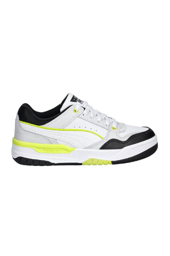 Big Kid's Puma Rebound Retro Jr Puma Black-White-Lime Smash (401564 10) - 4