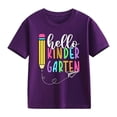 thumbnail image 1 of Big Kids Boys Back School T Shirt Rock Hand Print Casual Short Sleeve Top Clothes Purple Size 9-10T, 1 of 6