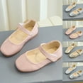 thumbnail image 1 of Abtuhar Big Kids Girls Leather Shoes Solid Hook and Loop Dance Performance Flats, 1 of 5