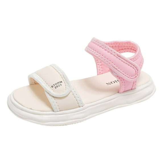 Big Kids Girls Sandals Size 4 Kids Shoes Fashion Casual Flat Fish Mouth Sandals Comfortable Soft Sole Kids Beach Sandals(Pink,12-12.5 Years)
