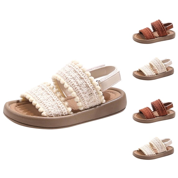 Abtuhar Big Kids Girls Summer Sandals Open Toe Strap Soft Bottom Dress Beach Shoes
