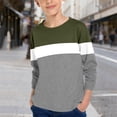 thumbnail image 1 of Big Kids Long Sleeve Round Neck Pullover Tops, Soft Casual Basic Base Layer Shirts for Boys Girls Army Green 5-6 Years, 1 of 7