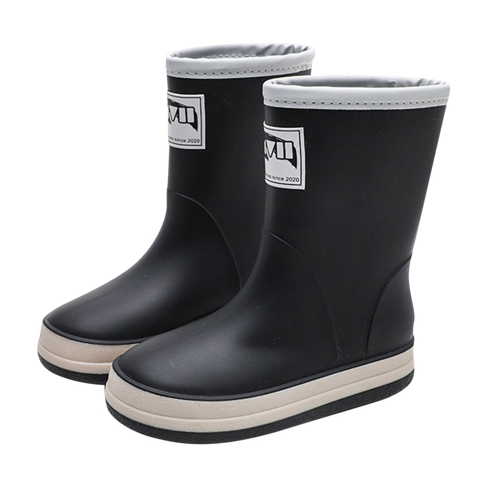 Big Kids Rain Boots Girls Boys Non Slip Kids Rain Boots Child Shoes Unisex Children Boots(Black,5-6 Years)